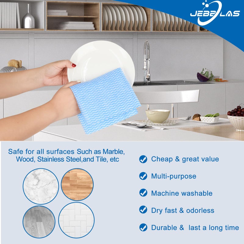 JEBBLAS Cleaning Towels Dish Towels and Dish Cloths Reusable Towels,Handy Cleaning Wipes, Great Dish Towel, Disposable, Absorbent, Dry Quickly 60 Sheets/Pack,5 Color - Image 3